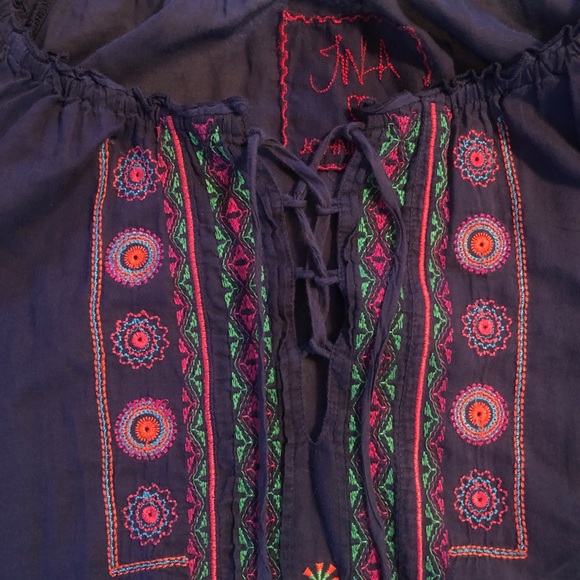 JOHNNY WAS * Indigo Embroidered Peasant/Boho Style Dress - Picture 9 of 9